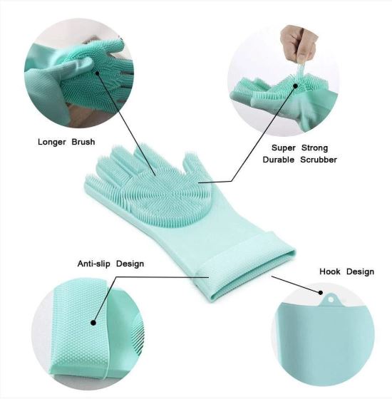 Reusable Silicone Cleaning Gloves - ValasMall-India