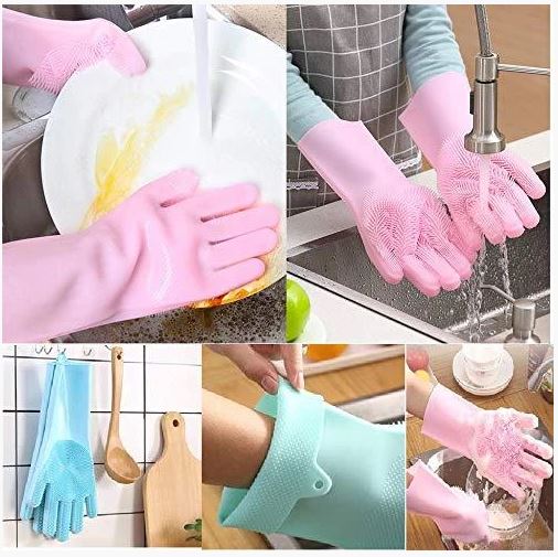 Reusable Silicone Cleaning Gloves - ValasMall-India