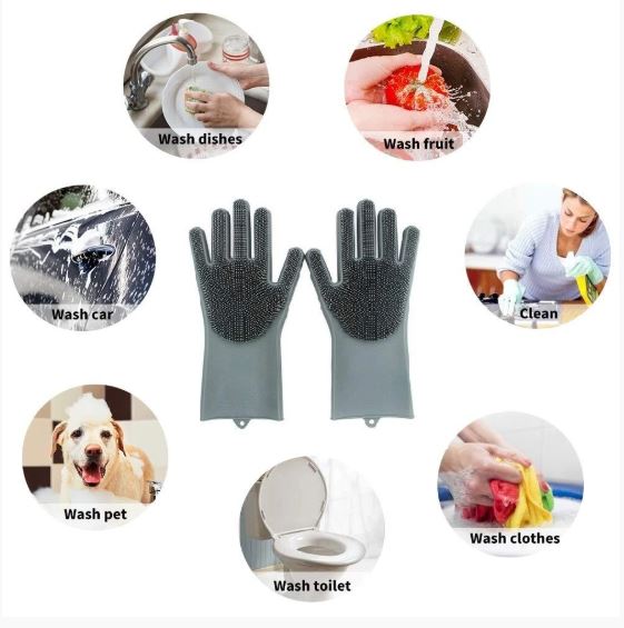 Reusable Silicone Cleaning Gloves - ValasMall-India