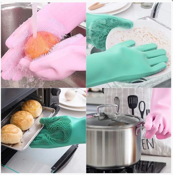 Reusable Silicone Cleaning Gloves - ValasMall-India