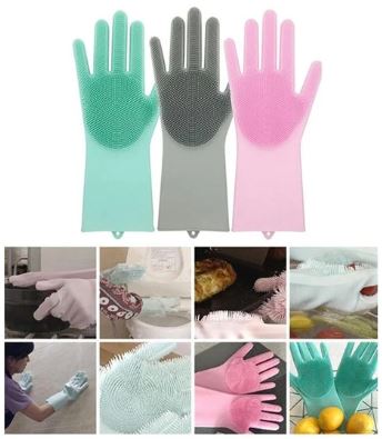 Reusable Silicone Cleaning Gloves - ValasMall-India