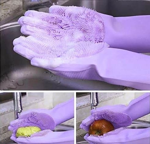 Reusable Silicone Cleaning Gloves - ValasMall-India